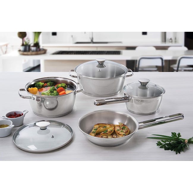 Tramontina Allegra 24cm Casserole with Lid - 4 - Instant pot, stainless steel, cooking pot, vegetable steamer, vegetable