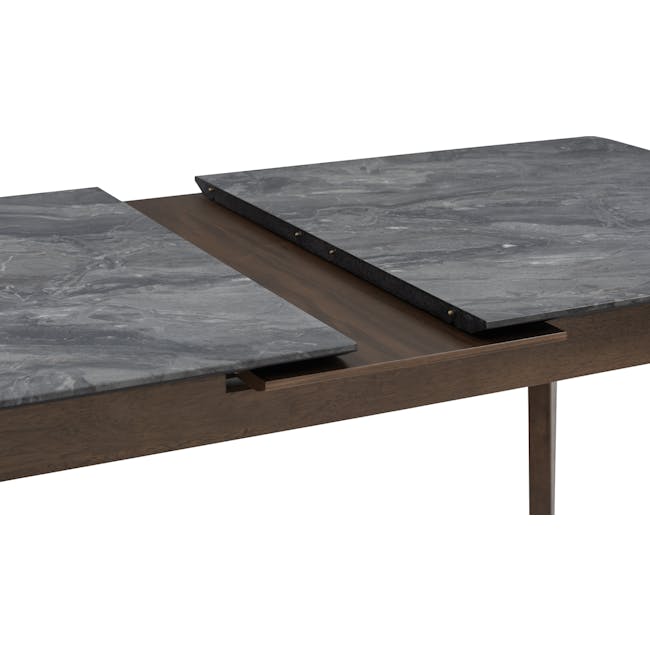 Finna Extendable Dining Table 1.6m-2m in Grey Marble (Smart Top™) with 4 Averie Dining Chairs in Dolphin Grey - 15 - Dark