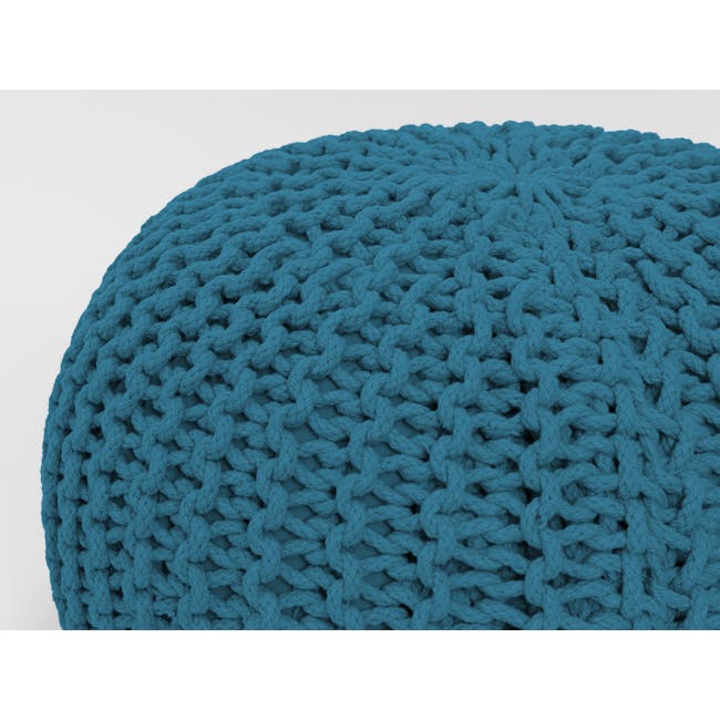 Moana Knitted Pouf - Turquoise - 2