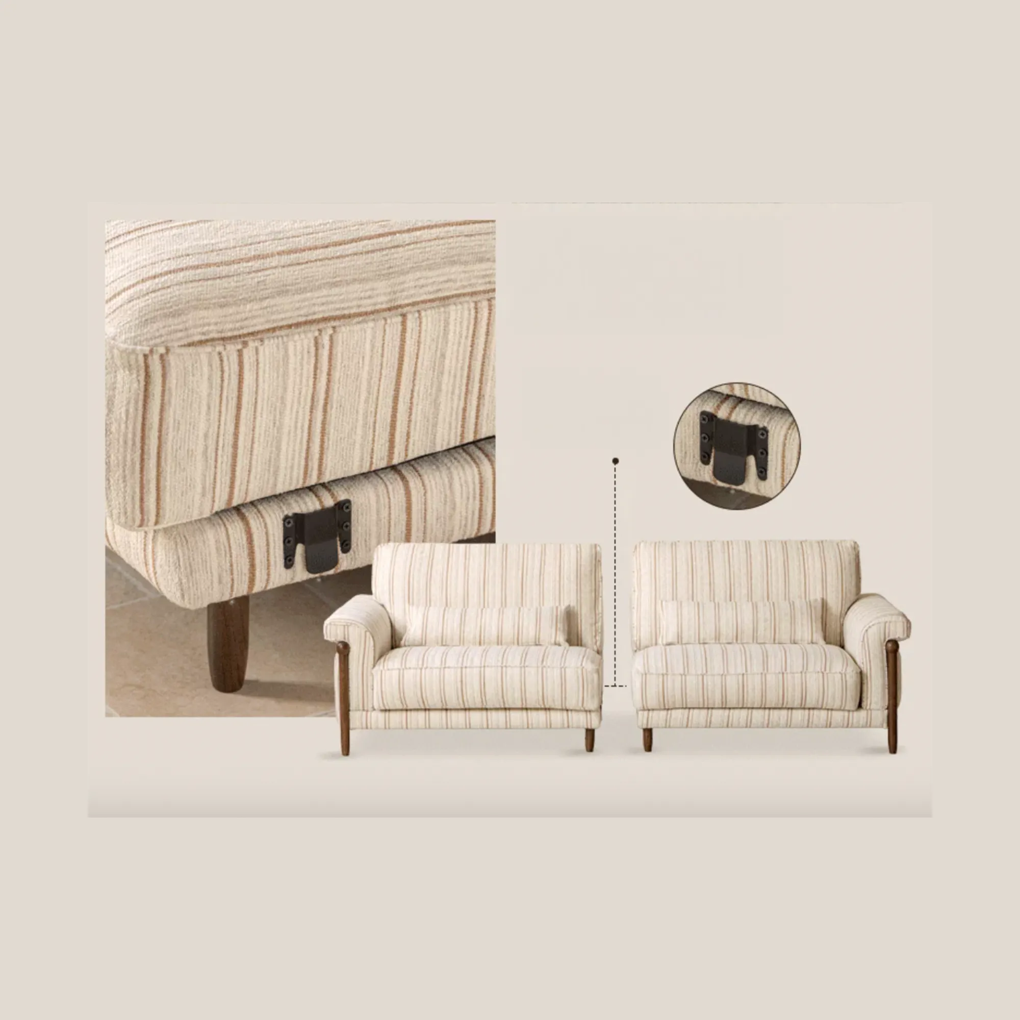 Tolando 3 Seater Sofa - Retro Stripe - 15