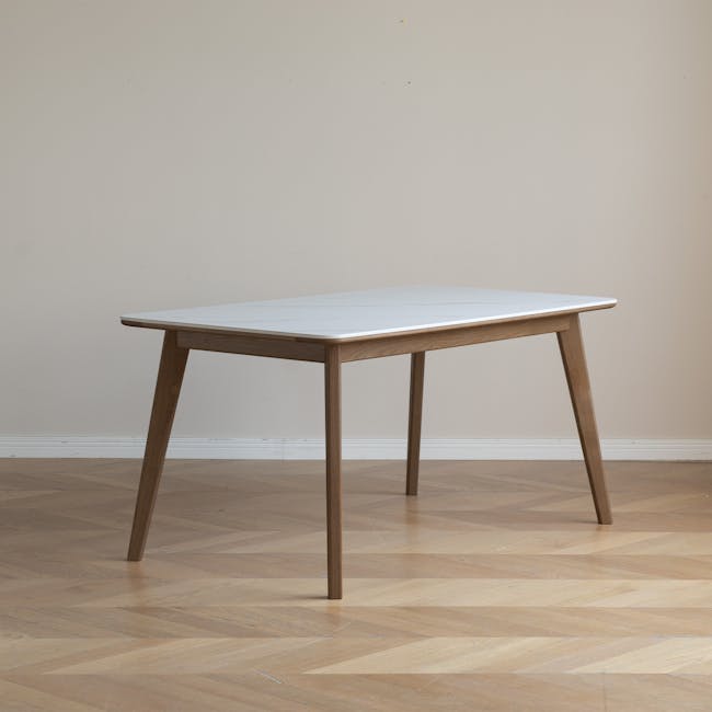 Nellie Dining Table 1.8m in Walnut (Sintered Stone) with 4 Rena Chairs in Walnut, White (Fabric) - 5