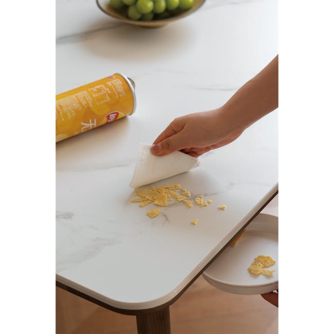 Nellie Dining Table 1.8m in Walnut (Sintered Stone) with 4 Rena Chairs in Walnut, White (Fabric) - 7