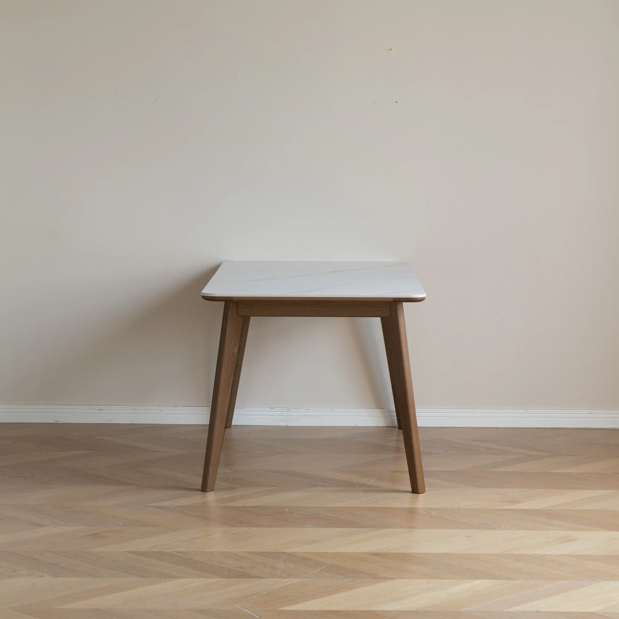 Nellie Dining Table 1.8m in Walnut (Sintered Stone) with 4 Rena Chairs in Walnut, White (Fabric) - 7