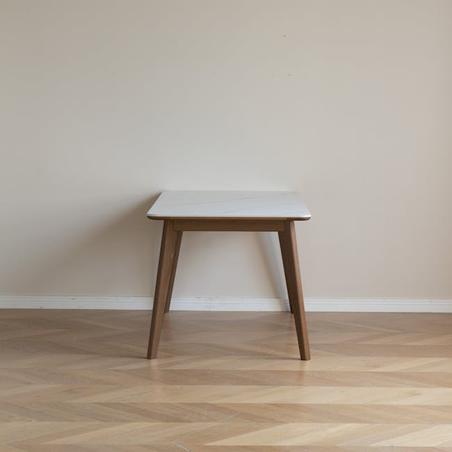Nellie Dining Table 1.8m in Walnut (Sintered Stone) with 4 Rena Chairs in Walnut, White (Fabric) - 8