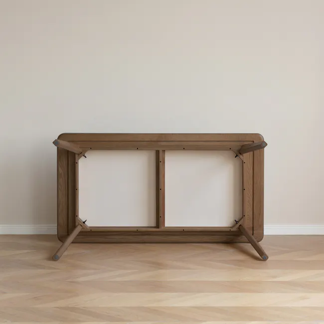 Nellie Dining Table 1.8m - Walnut (Sintered Stone) - 9 - Wooden frame, minimalist design, hinged structure, wooden legs