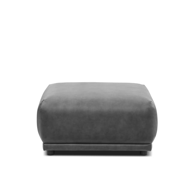 Milan 3 Seater Sofa with Ottoman - Lead Grey (Faux Leather) - 9