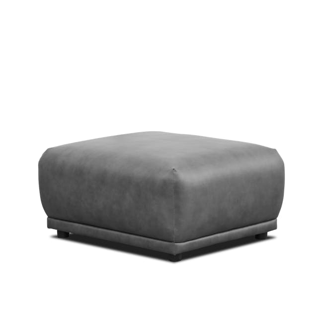 Milan 4 Seater Sofa with Ottoman - Lead Grey (Faux Leather) - 12