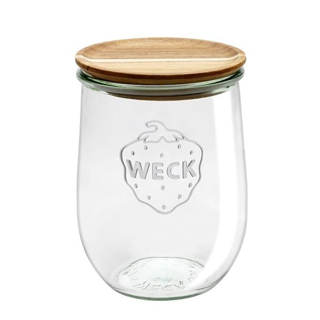 Weck Jar Tulip with Acacia Wood Lid and Rubber Seal (6 Sizes) - 6
