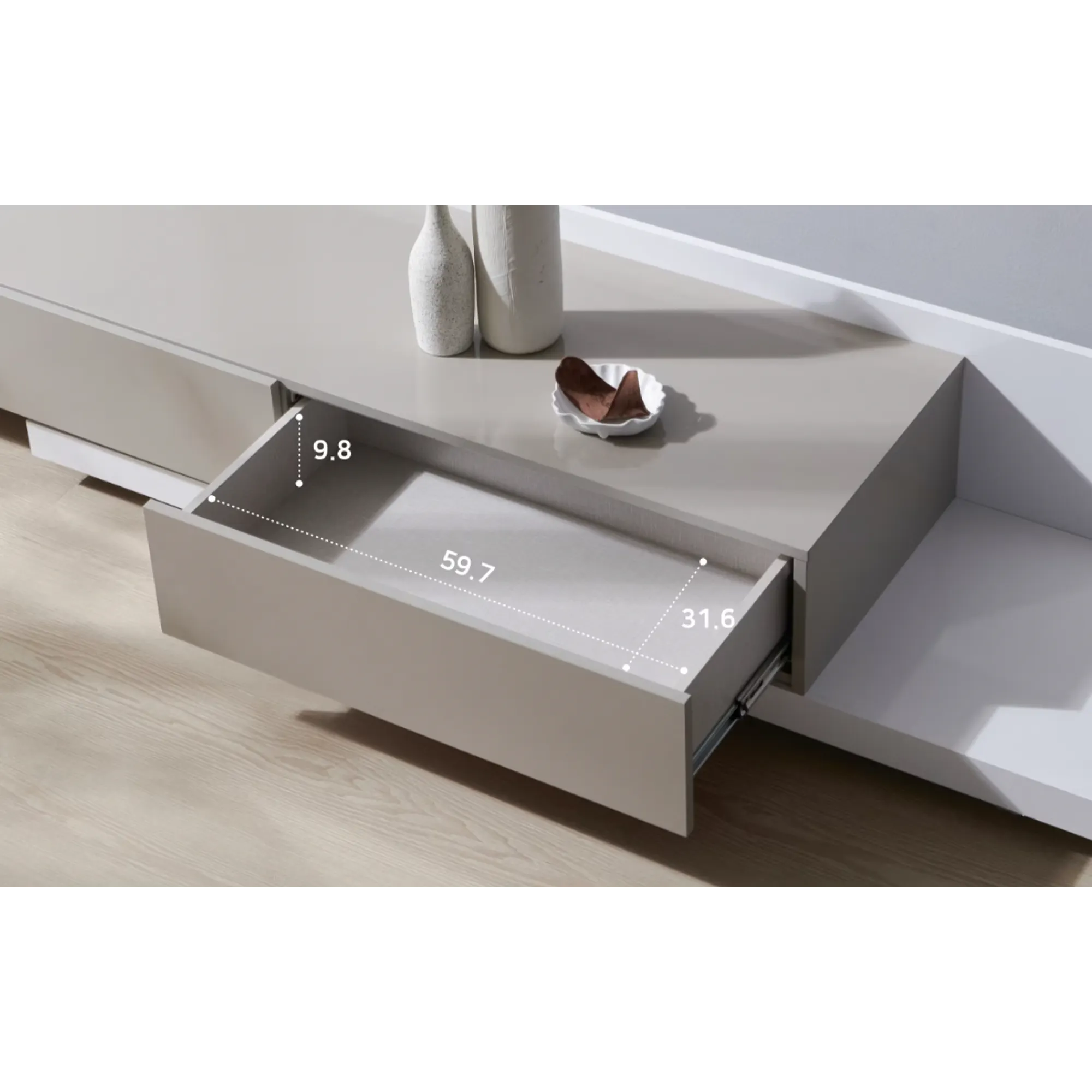 (As-is) Bryson Extendable TV Console 2.3m-3.3m - Grey, White - 3 - 13