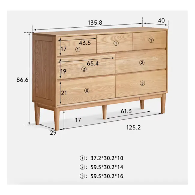 Misaro 7 Drawer Chest 1.35m - 6