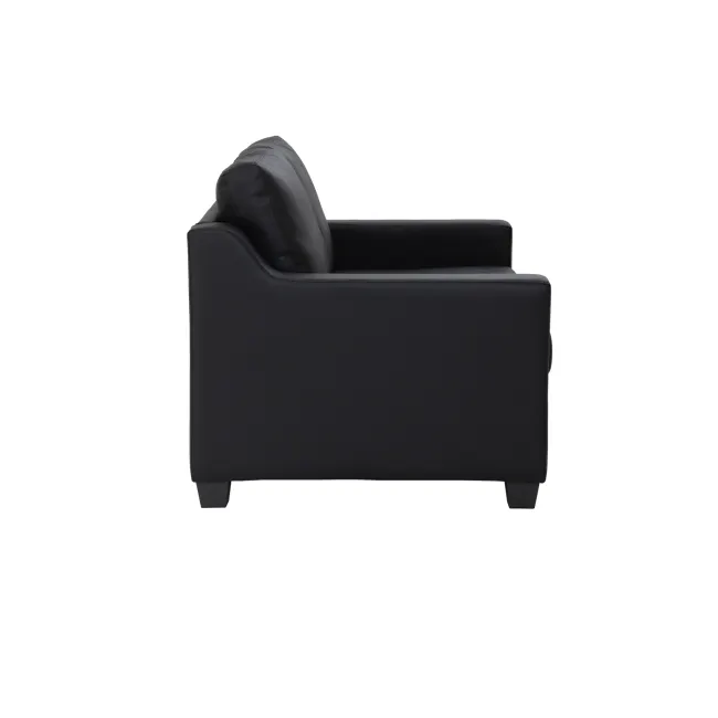 Baleno 2 Seater Sofa with Baleno Armchair - Espresso (Faux Leather) - 4 - Modern black leather sofa, minimalist design