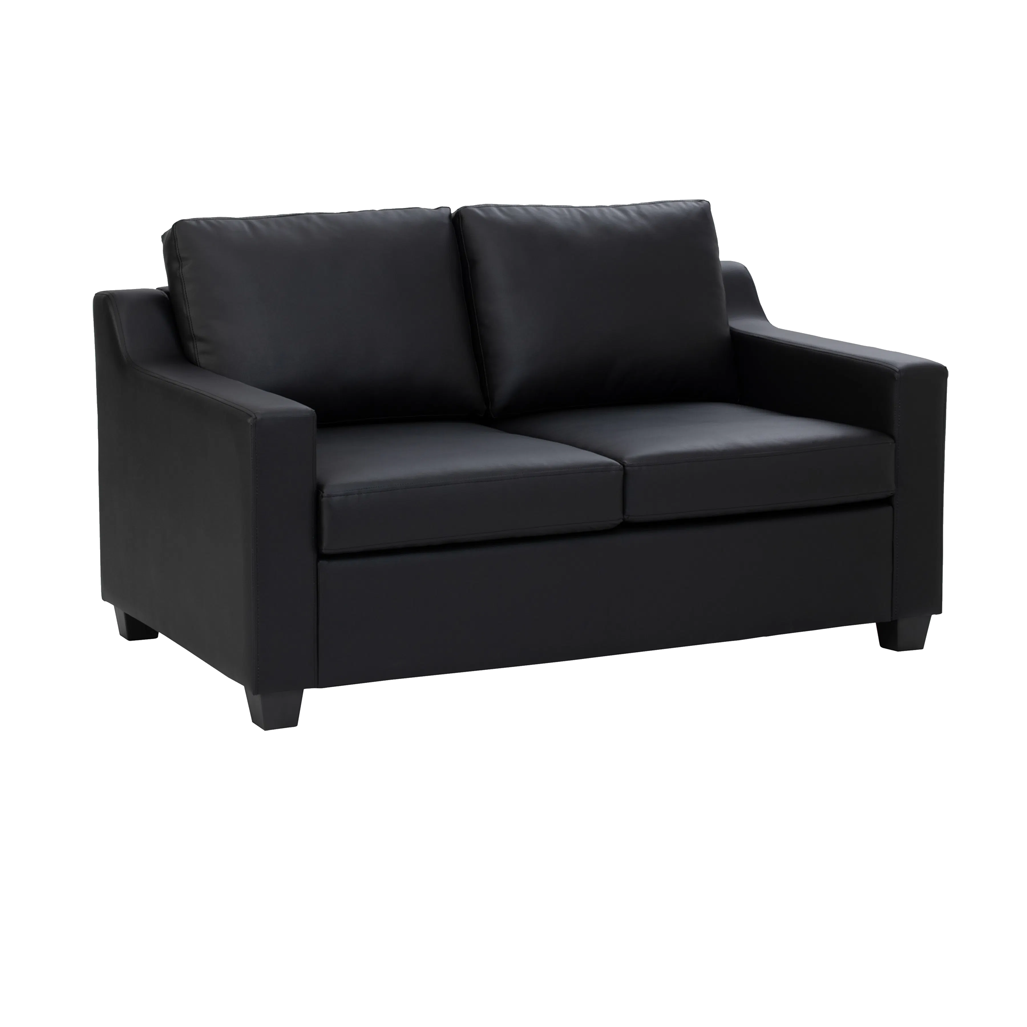 Baleno 3 Seater Sofa with Baleno 2 Seater Sofa - Espresso (Faux Leather) - 11 - Black leather sofa, minimalist design