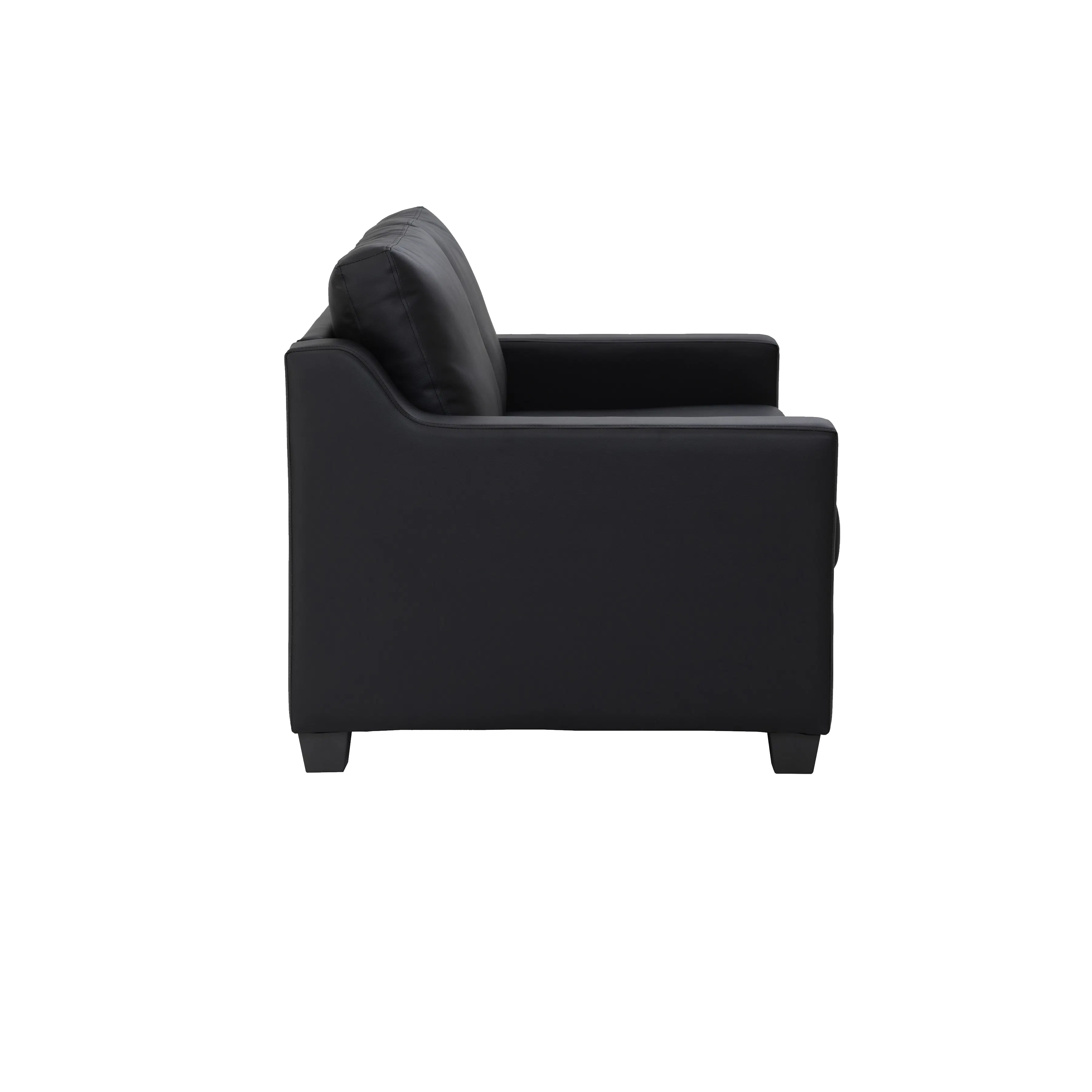 Baleno 3 Seater Sofa with Baleno 2 Seater Sofa - Espresso (Faux Leather) - 12 - Modern black leather sofa, minimalist