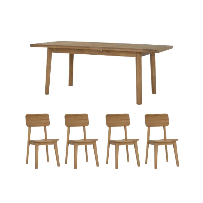 Toronto Extendable Dining Table 1.6m-2m with 4 Toronto Dining Chairs - 1
