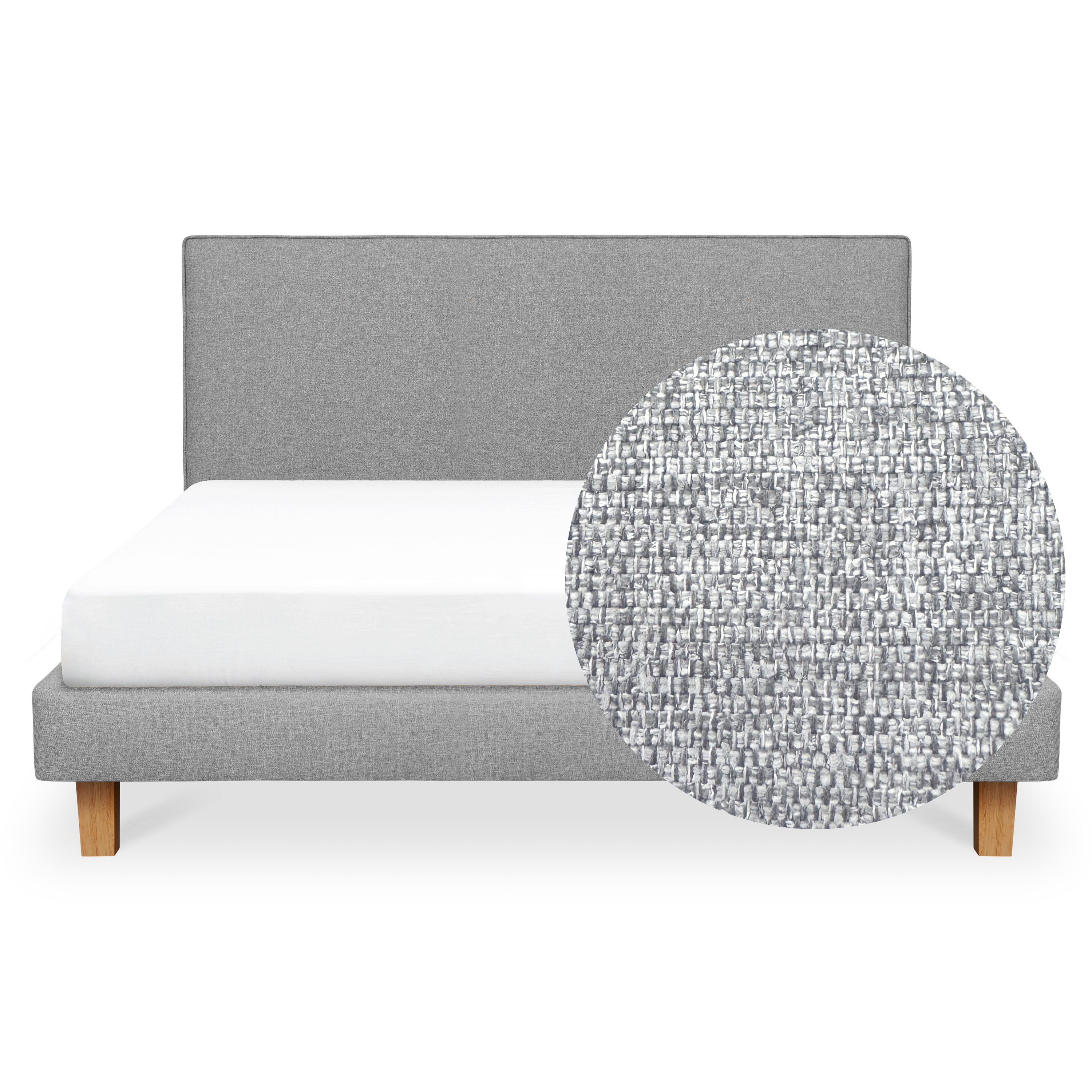 ESSENTIALS King Headboard Divan Bed - Pebble (Eco Clean Fabric)