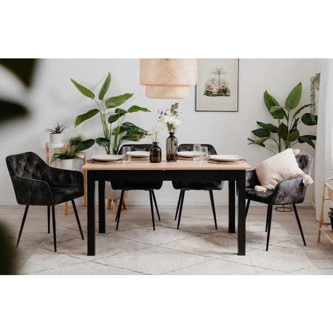 Jonah Extendable Dining Table 1.4m-1.8m - Black, Oak - 5
