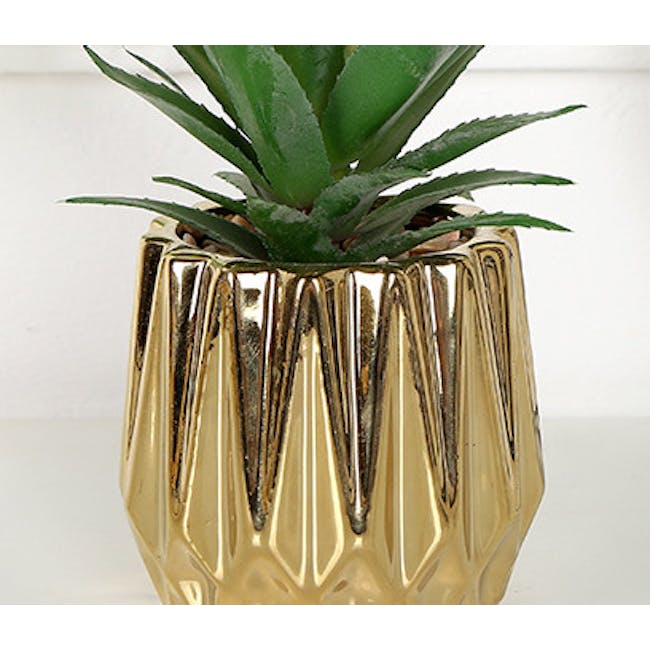 Faux Sisal in Gold Planter - 4