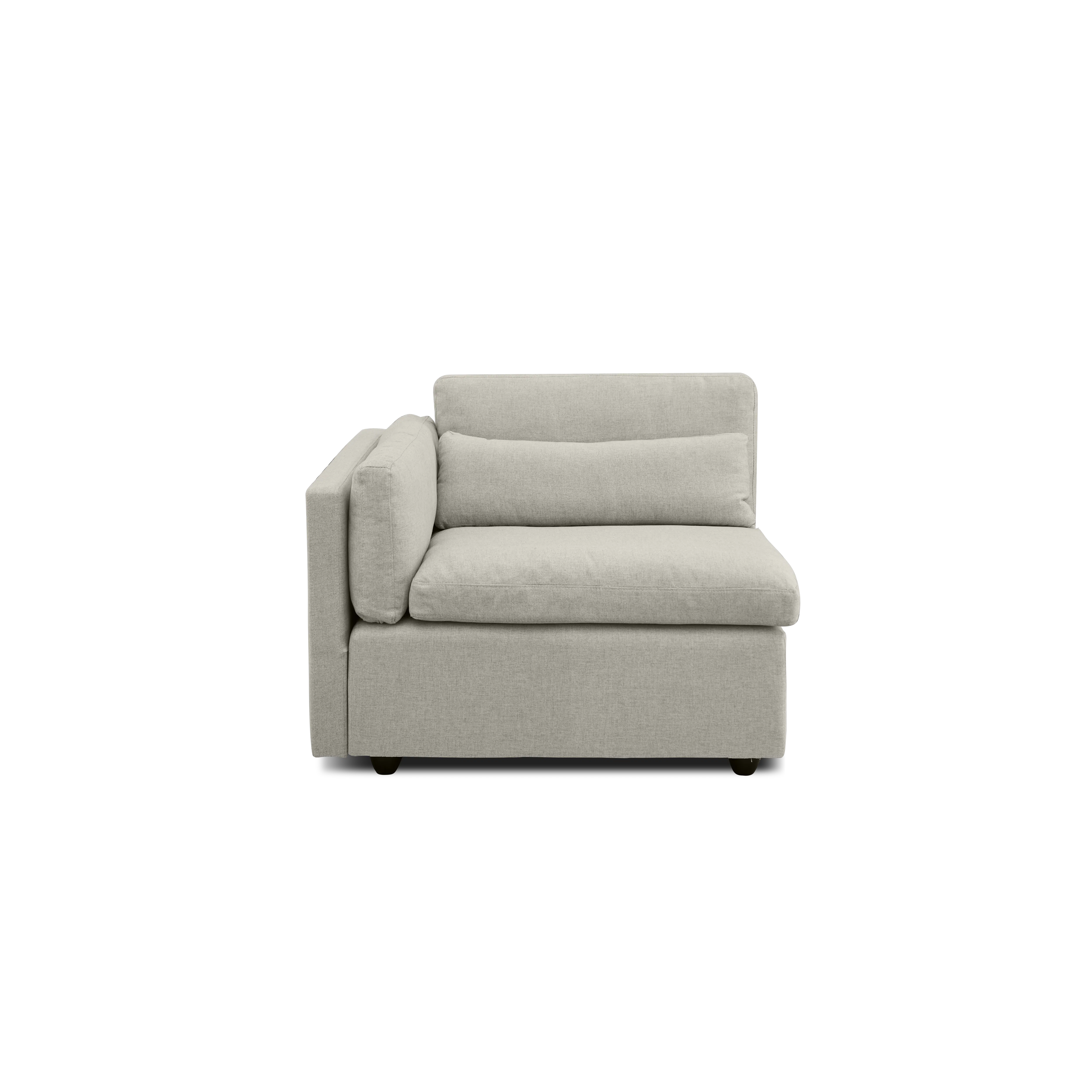 Liam 4 Seater Extended Sofa - Ivory (Fabric) - 30 - Modern beige sofa, minimalist design, comfortable seating, sleek lines