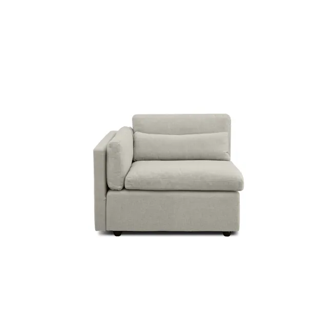 Liam Left Arm Unit - Ivory (Fabric) - 1 - Modern beige sofa, minimalist design, comfortable seating, sleek lines, soft