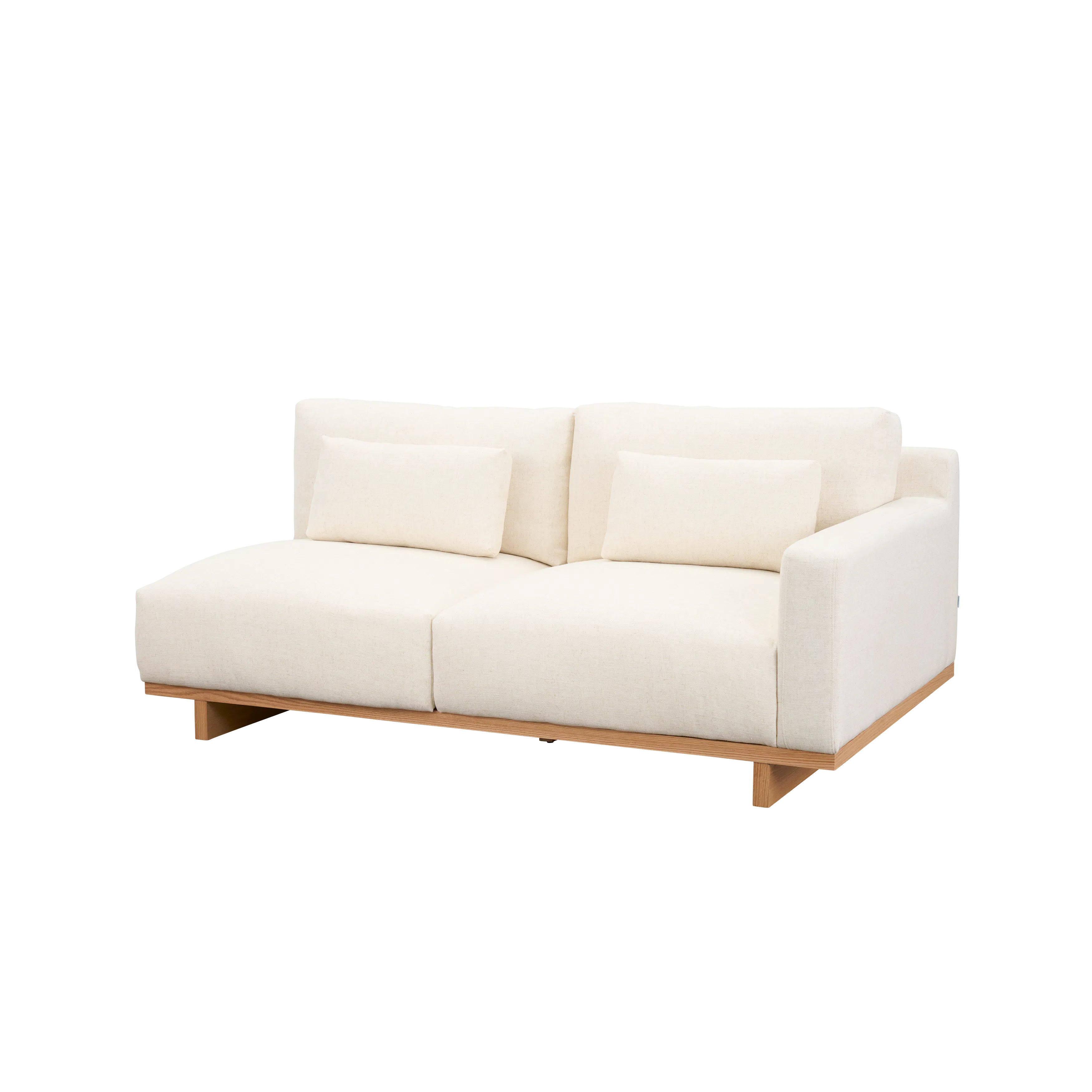 Miu 2 Seater Right Arm Chaise Lounge Sofa - 10 - Cream-colored sectional sofa, minimalist design, modern decor, light beige
