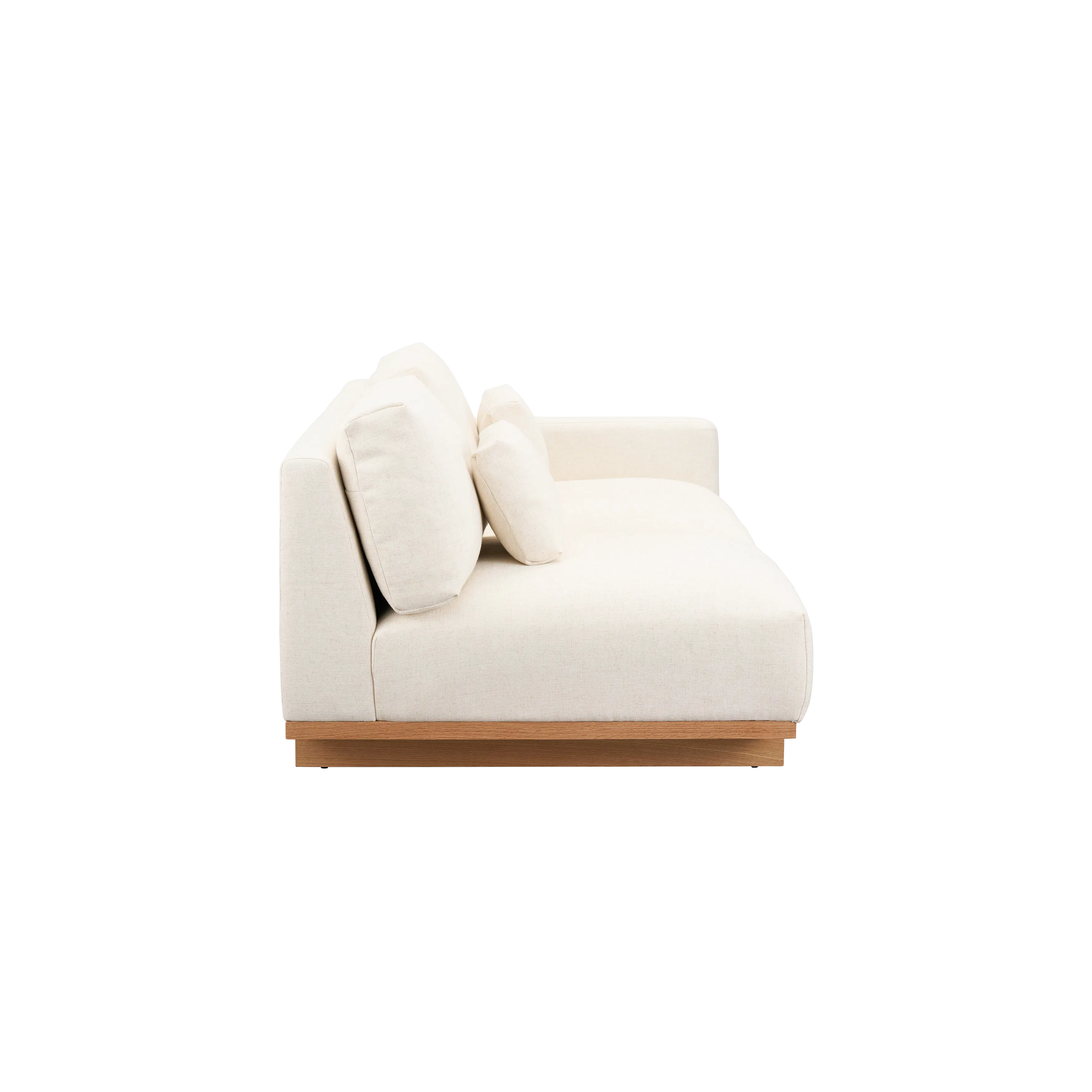 Miu 2 Seater Right Arm Chaise Lounge Sofa - 12 - Cream sofa, beige cushions, minimalist design, soft lighting, cozy