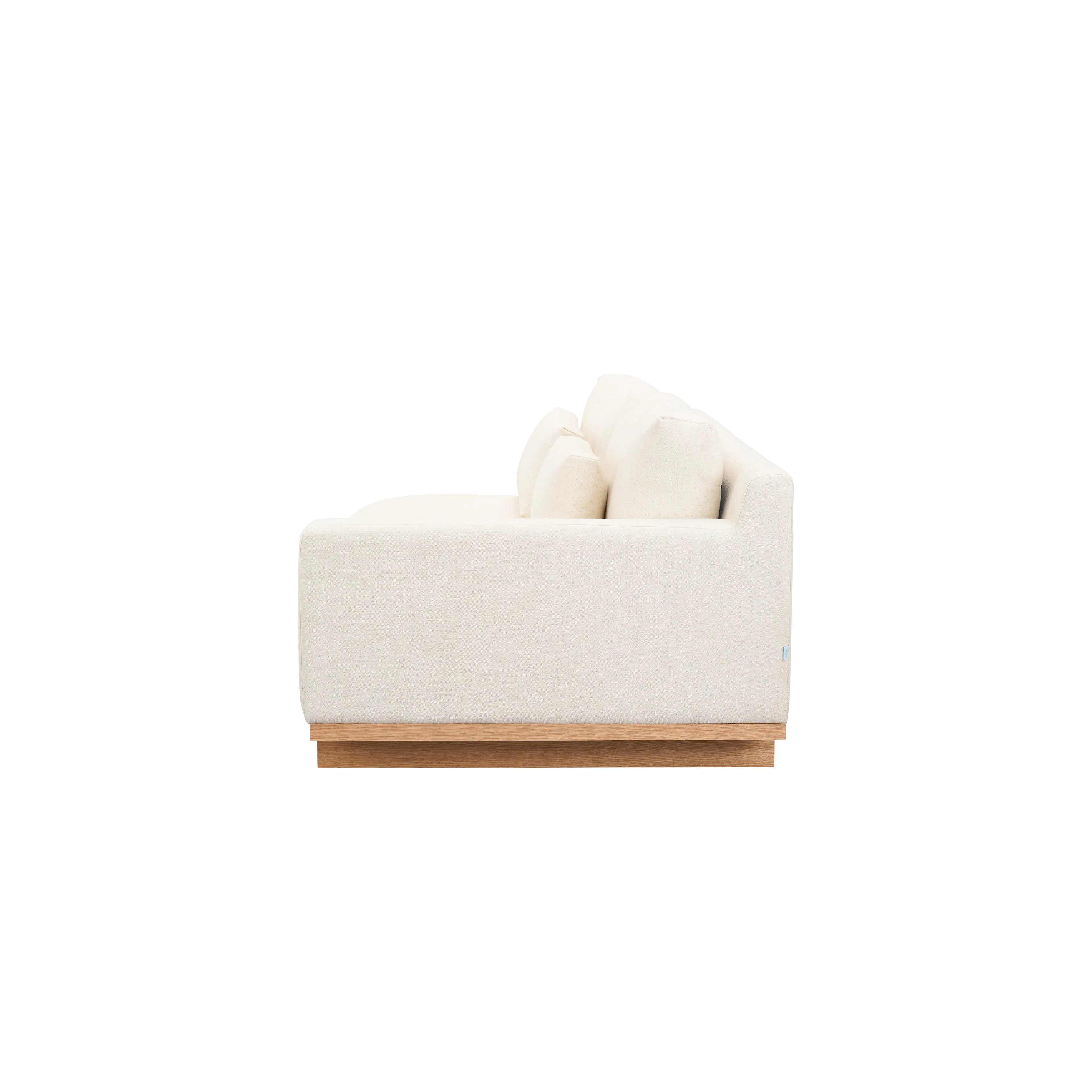 Miu 2 Seater Right Arm Chaise Lounge Sofa - 11 - Cream-colored sofa, minimalist design, soft cushions, light wood legs