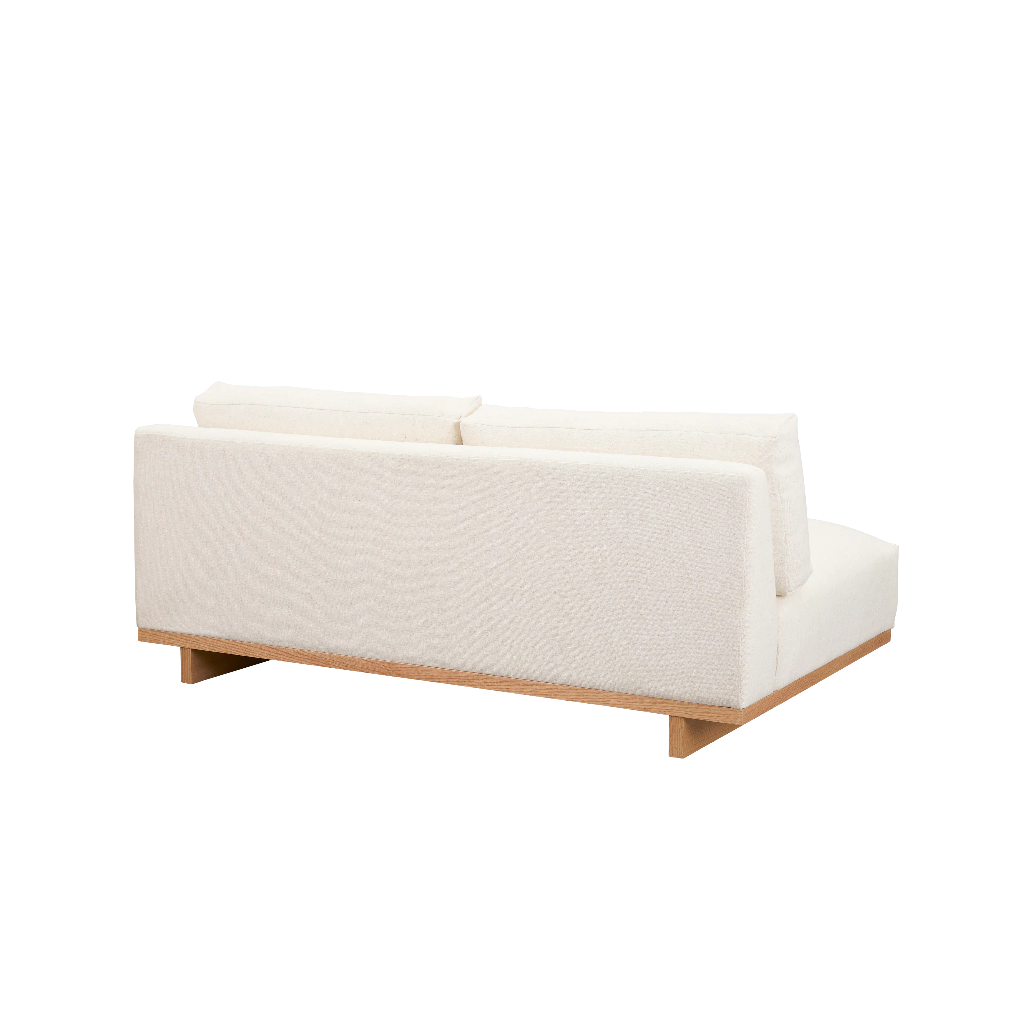 Miu 2 Seater Right Arm Chaise Lounge Sofa - 13 - Cream upholstered sofa, minimalist design, light beige fabric, wooden legs