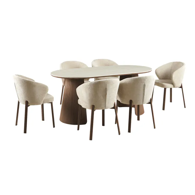 (As-is) Apollo Dining Armchair - Beige, Walnut - 12