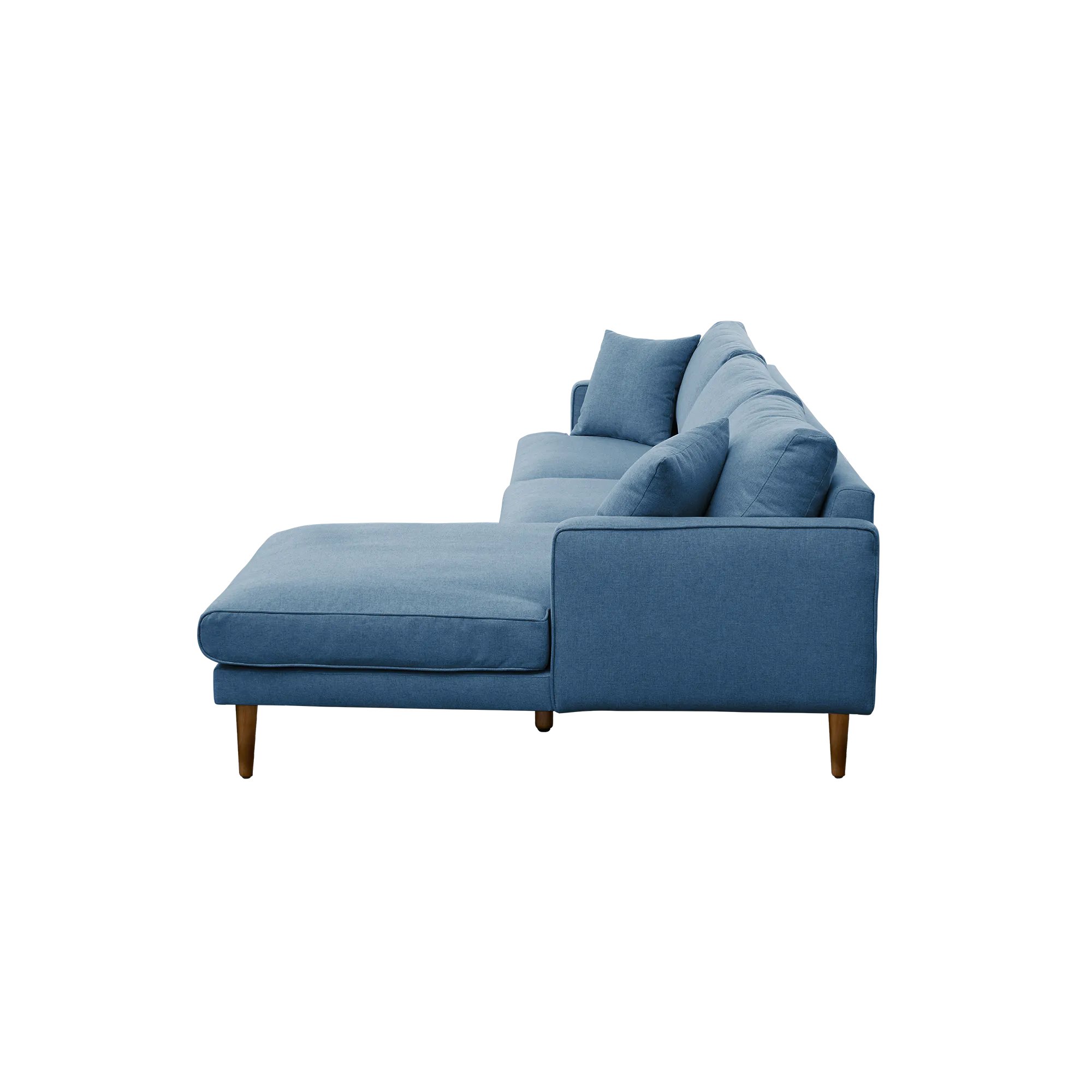 Declan L-Shaped Sofa - Walnut, Blue - 7
