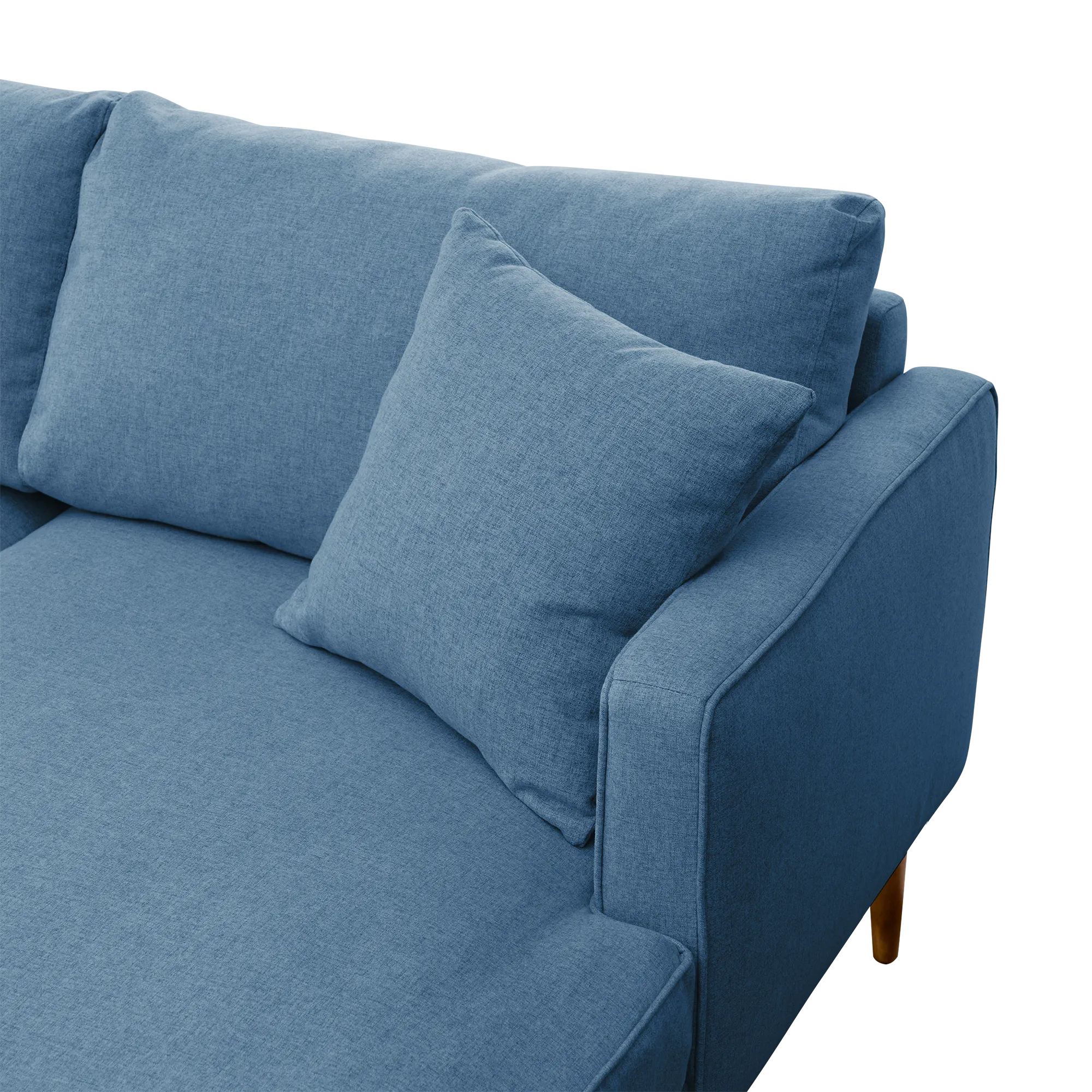 Declan L-Shaped Sofa - Walnut, Blue - 10