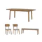 Toronto Extendable Dining Table 1.6m-2m with Toronto Bench 1.5m and 2 Toronto Cushioned Dining Chairs