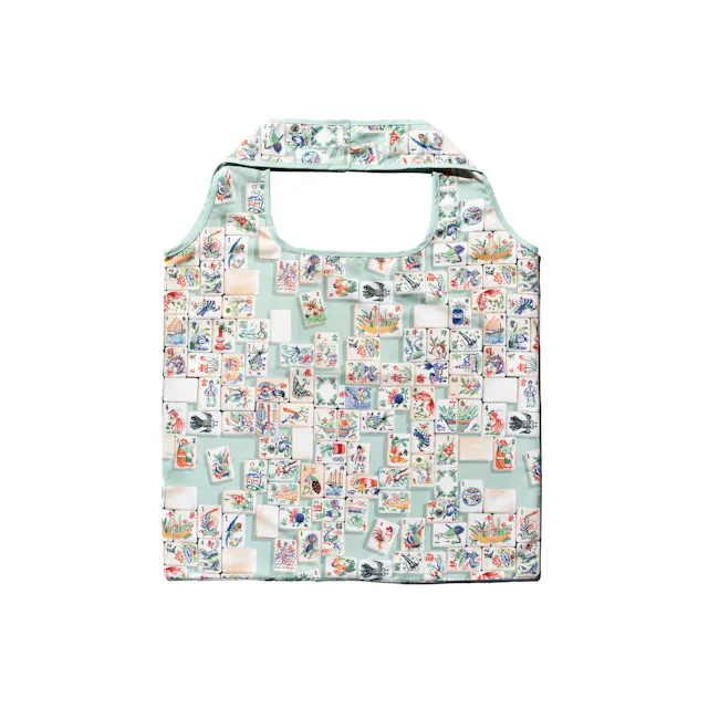 Singlapa Mahjong Shopping Bag - 1 - Vibrant tile mosaic tiles featuring traditional Japanese art and symbols, Colorful tile