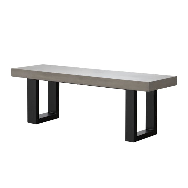 Titus Concrete Dining Table 1.6m with Titus Concrete Bench 1.4m and 2 Greta Chairs in Black - 15