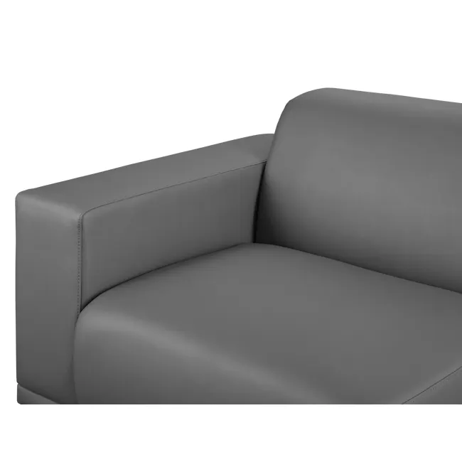 Milan 3 Seater Corner Extended Sofa - Smokey Grey (Faux Leather) - 34 - Leather sofa, gray upholstery, modern design