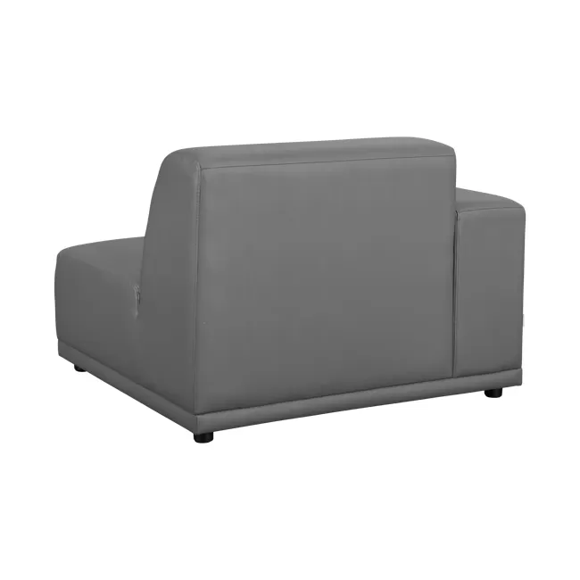 Milan 3 Seater Sofa with Ottoman - Smokey Grey (Faux Leather) - 21 - Modern gray leather sofa, sleek design, comfortable