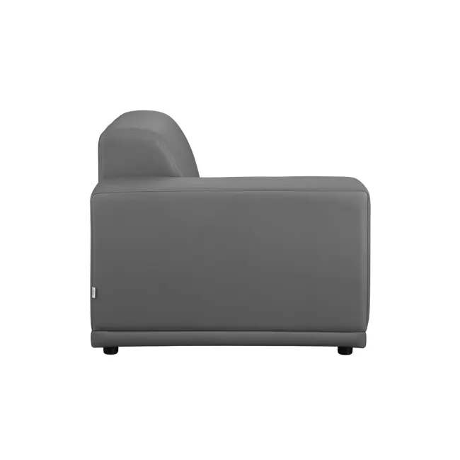 Milan 4 Seater Sofa with Ottoman - Smokey Grey (Faux Leather) - 24 - Grey leather sofa, minimalist design, modern