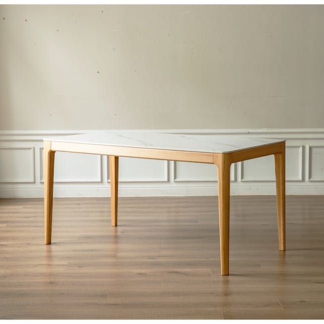 Adelyn Dining Table 1.2m (Sintered Stone) with 4 Solis Chairs in Oak - 22 - Modern minimalist table, light wood finish