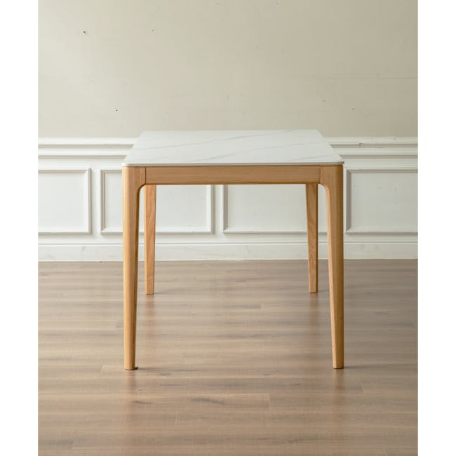 Adelyn Dining Table 1.6m (Sintered Stone) with 4 Niel Chairs in Oak - 15 - Modern minimalist table, light wooden legs