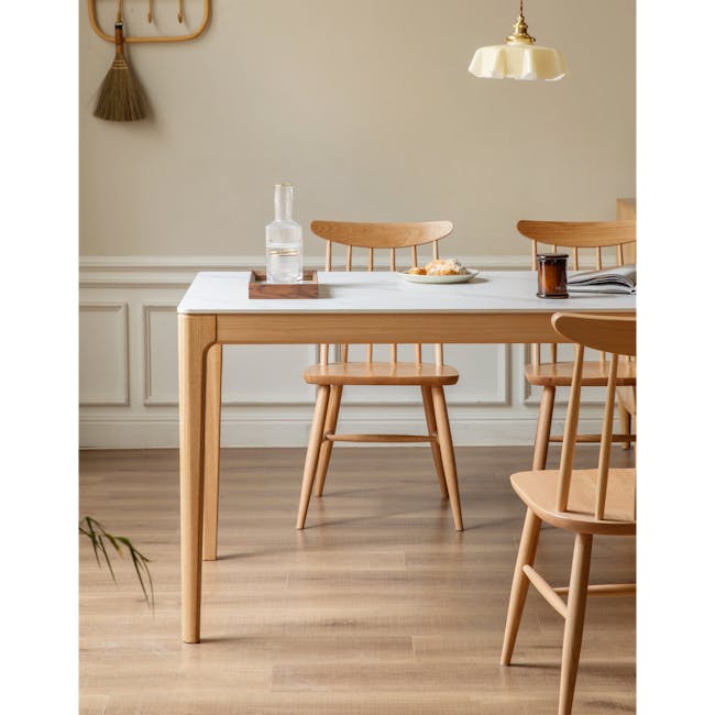 Adelyn Dining Table 1.6m (Sintered Stone) with 4 Niel Chairs in Oak - 24 - Wooden dining table, minimalist design, light