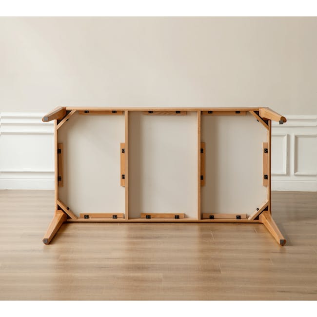 Adelyn Dining Table 1.6m (Sintered Stone) with 4 Niel Chairs in Oak - 29 - Wooden shelving unit with black metal brackets