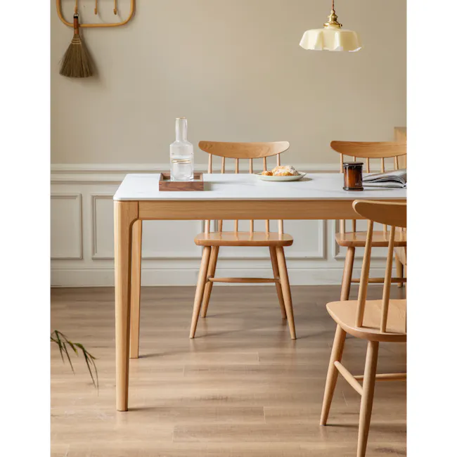 Adelyn Dining Table 1.6m (Sintered Stone) with 2 Niel Chairs and Niel Bench 1.45m in Oak - 19
