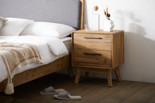 Todd Twin Drawer Bedside Table - 1
