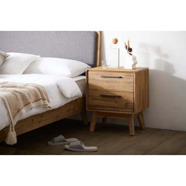 Todd Twin Drawer Bedside Table - 1