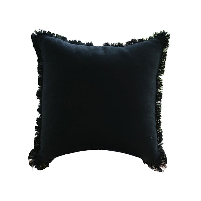 Scylla Fringe Cushion Cover - Black - 0