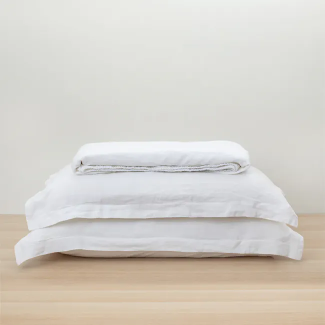 Heveya® Linen Fitted Sheet Set - White (5 Sizes) - 2