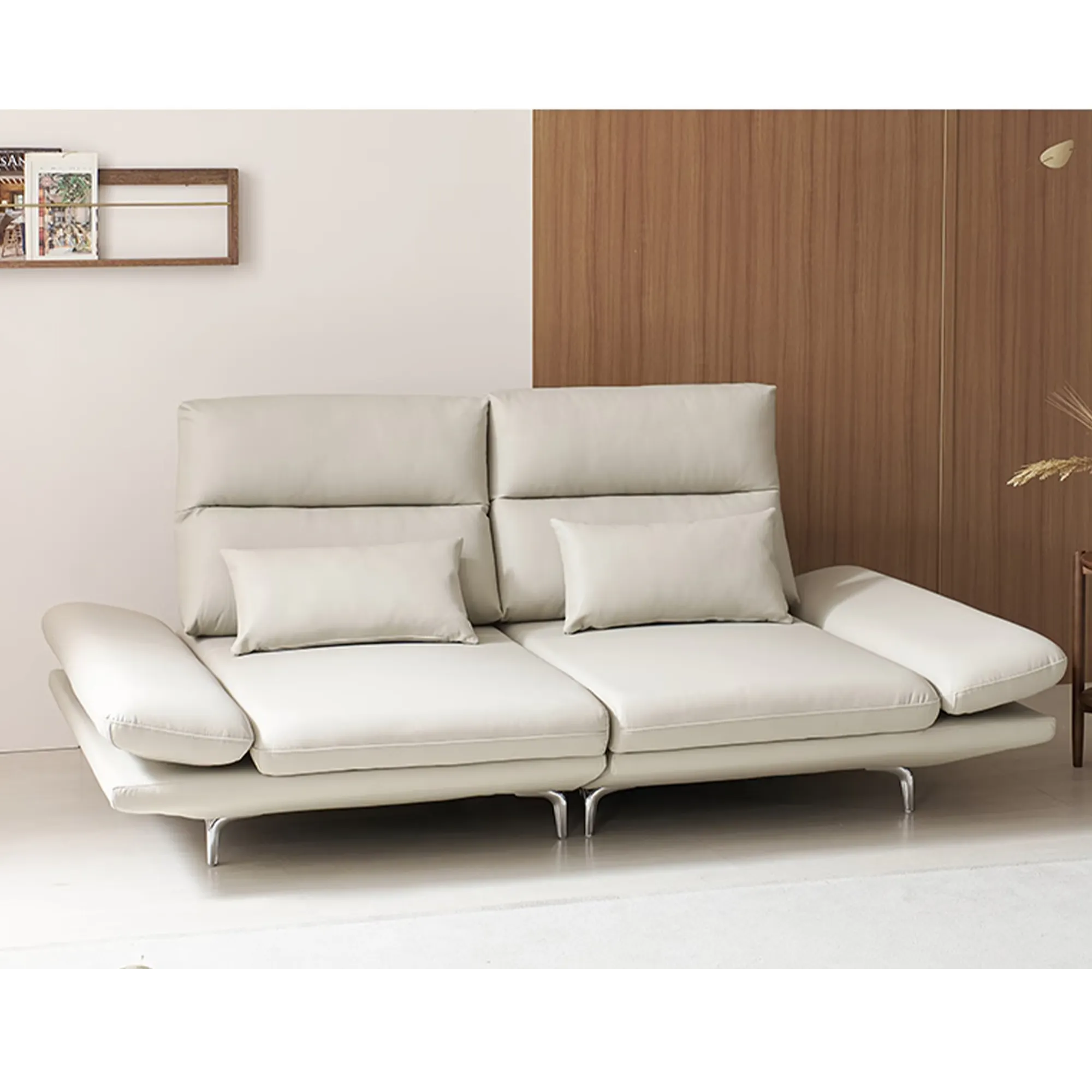 (As-is) Inez 3 Seater Adjustable Sofa - Tan (Faux Leather) - 20