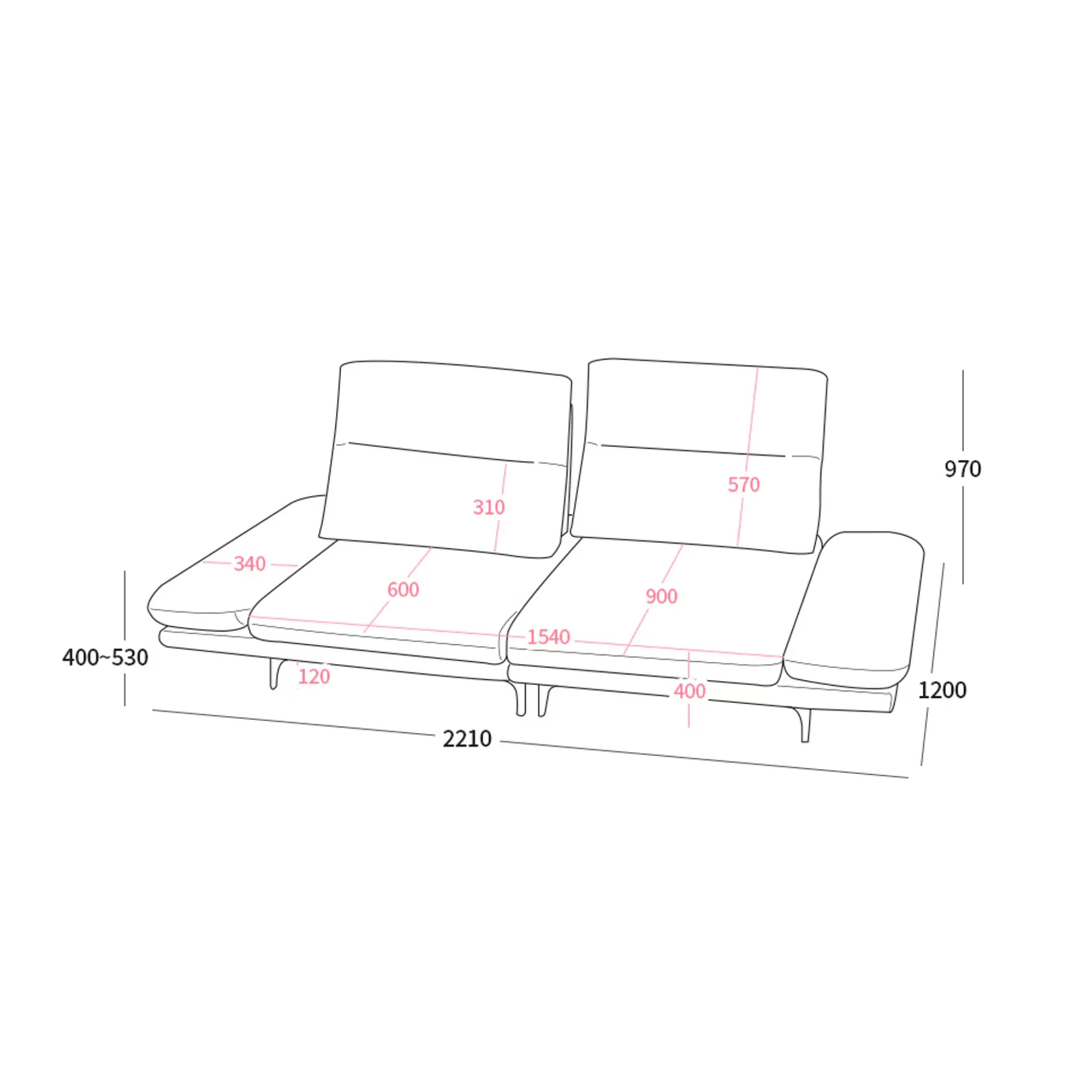 (As-is) Inez 3 Seater Adjustable Sofa - Tan (Faux Leather) - 26