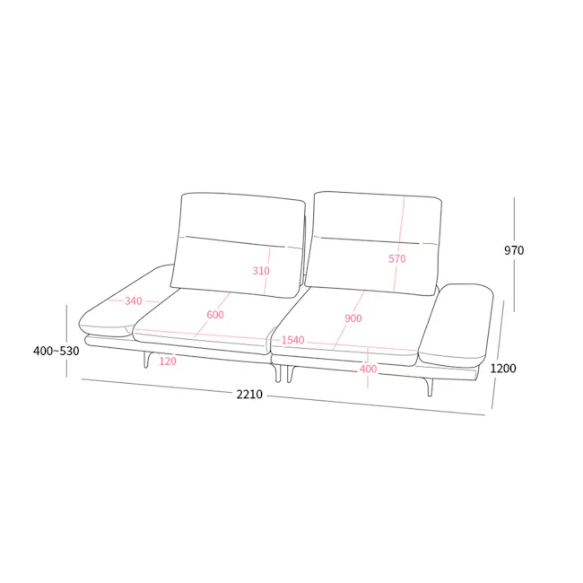 (As-is) Inez 3 Seater Adjustable Sofa - Tan (Faux Leather) - 26