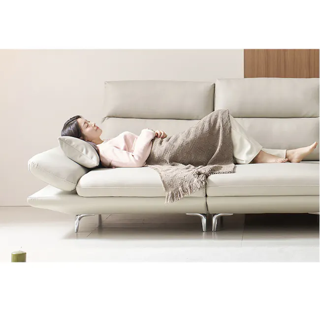 Inez 3 Seater Adjustable Sofa - Warm Grey (Faux Leather) - 9
