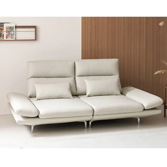 Inez 3 Seater Adjustable Sofa - Warm Grey (Faux Leather) - 14
